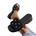 thumbnail image 4 of Women Sandals Evening Wedding Party Strap High Wedge Heel Ladies Diamante Shoes Black 6.5, 4 of 6