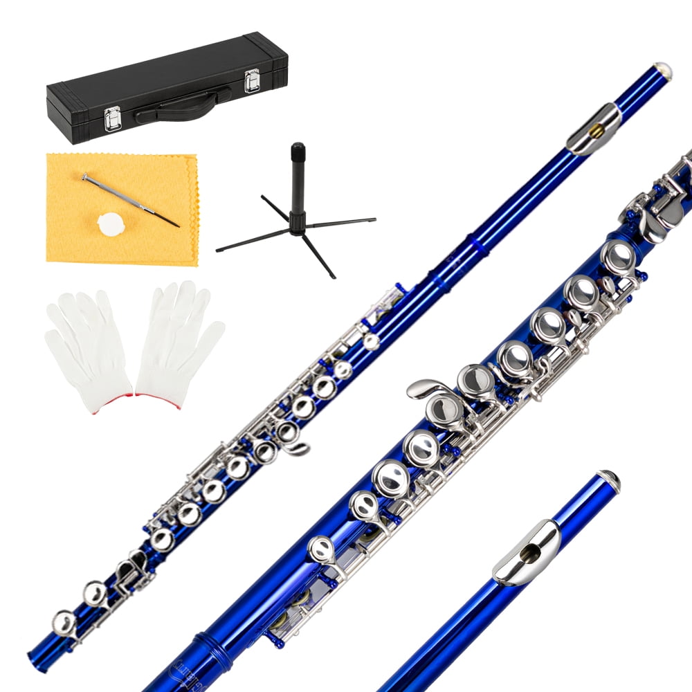 Topcobe Glory Closed Hole C Flute, Professional Nickel Flute with Tuning Rod and Cloth for Band