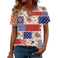 thumbnail image 2 of LWavelet Fourth of July Shirts for Women Short Sleeve Tops V-Neck Casual Patriotic Fireworks Star Graphic Tee Red L, 2 of 7