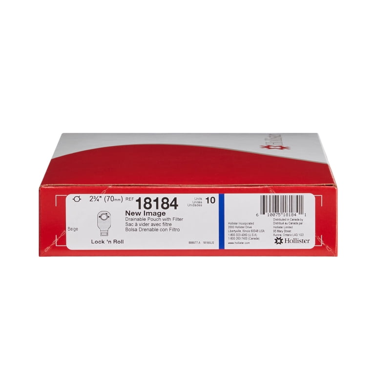 Hollister New Image Drainable Ostomy Pouch 18184 Lock Roll Closure
