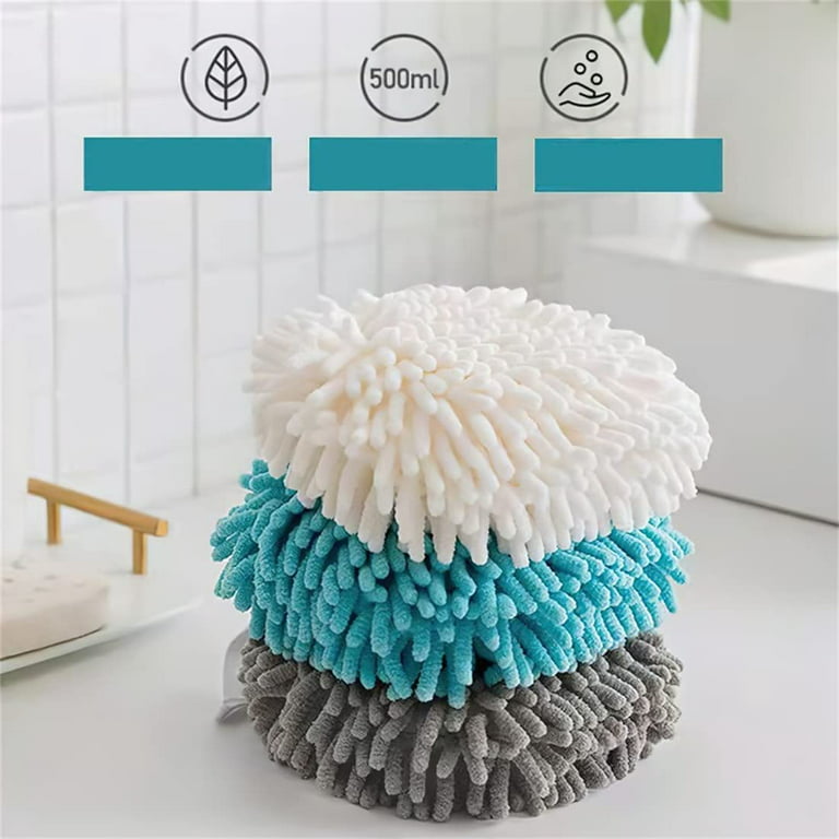 New 1PC Chenille Hand Towels Cartoon Bathroom Kitchen Hand Towel with  Hanging Loops Quick Dry Soft Absorbent Microfiber Towels