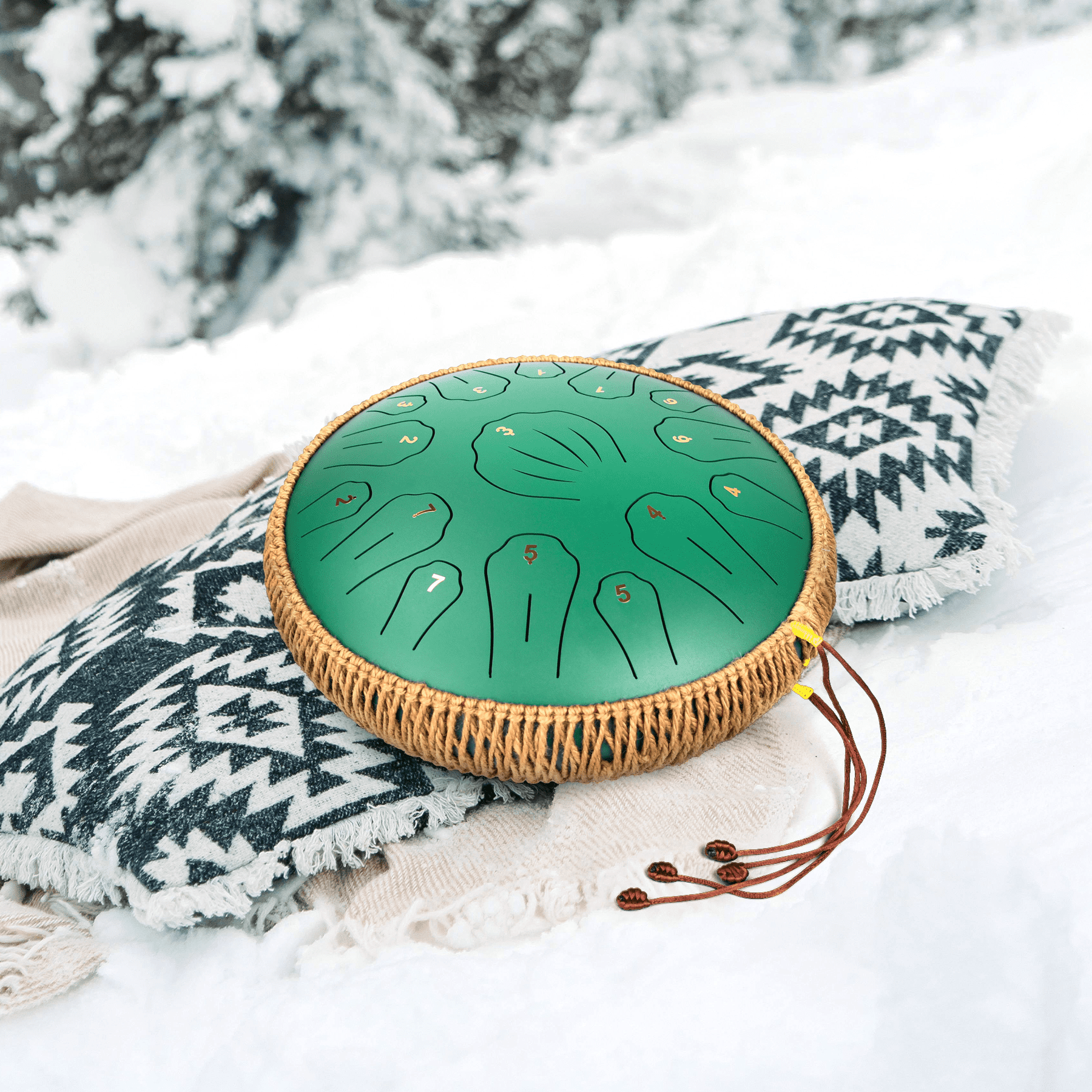 13" 15 Note Tongue Drum for Adults, Lidguni C Major Pan Drums, Steel tongue drum , Green