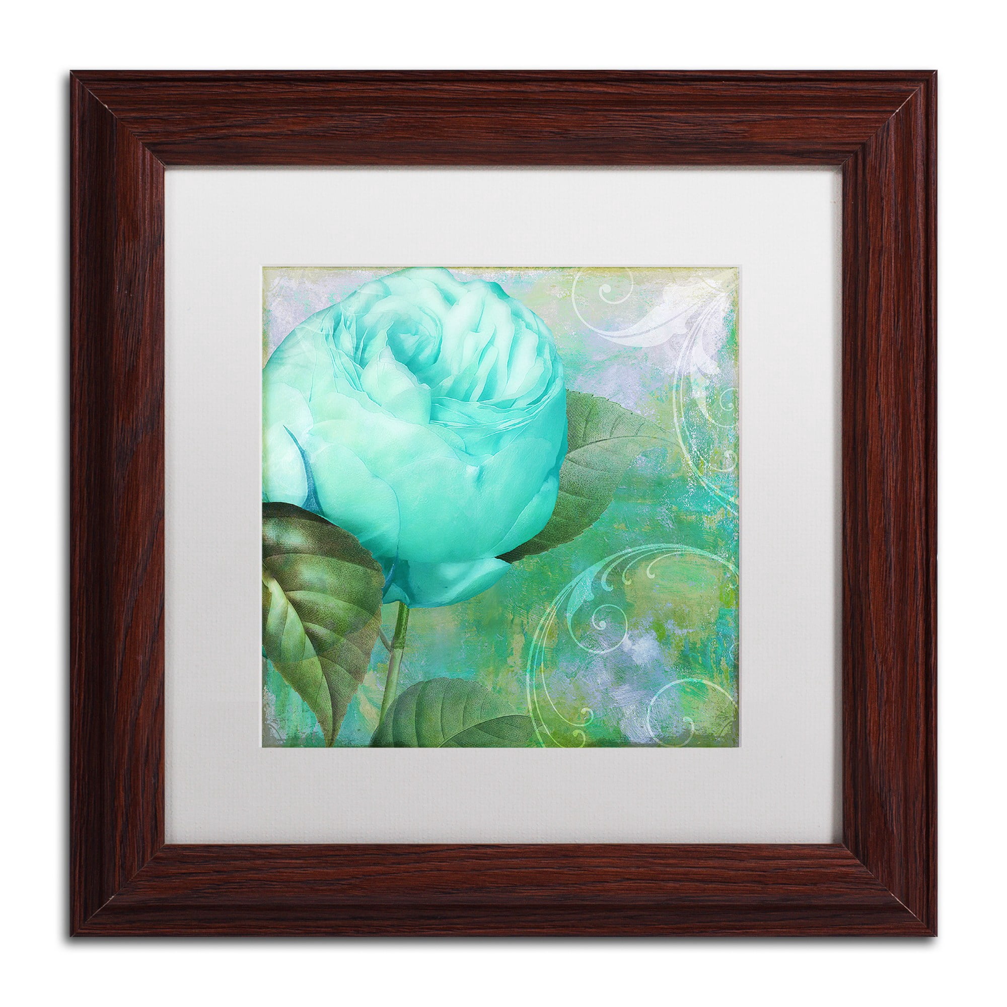 Trademark Fine Art "Aqua Rose I" Canvas Art by Color Bakery White Matte, Wood Frame