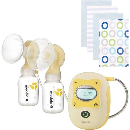 Medela Freestyle Double Electric Breastpump Deluxe Set with Bonus Gerber Terry Burpcloths