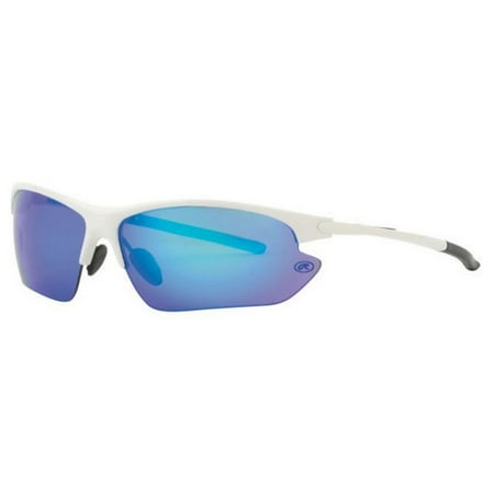 Rawlings Mens Athletic Sunglasses Half-Rim White/Blue Mirrored Lens 10203052.QTS