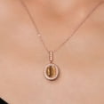 thumbnail image 3 of Gem Stone King 4.41 Ct Oval Brown Tiger Eye 18K Rose Gold Plated Silver Pendant with Chain, 3 of 6