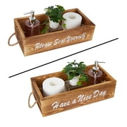 Veecome Double-Sided Letter Wooden Storage Box with Rope Household Decorative Ornaments