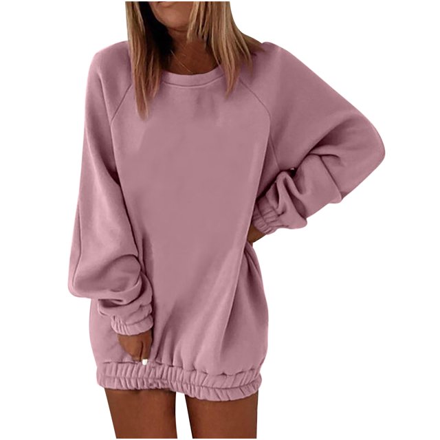 Timegard Sweatshirts for Women Crew Neck Long Sleeve Pullover Fall Winter Loose Comfy Top Solid Color