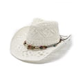 thumbnail image 3 of Shadoumai Cowgirl Hat for Women Men Western Cowboy Hat Woven Hollow Out Wide Brim Sun Hat with Chin Strap, 3 of 6