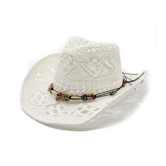 Womens Mens Western Cowboy Summer Hat Shapeable Straw Hat Hollowed Out Sun Hat Country Concert Rodeo Dress Up