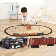 Train Set Christmas Train Toys with Sound and Lights Cargo Cars & 10 Tracks,Battery-Powered,Toy Train Sets for Boys Age 3 4 5 6