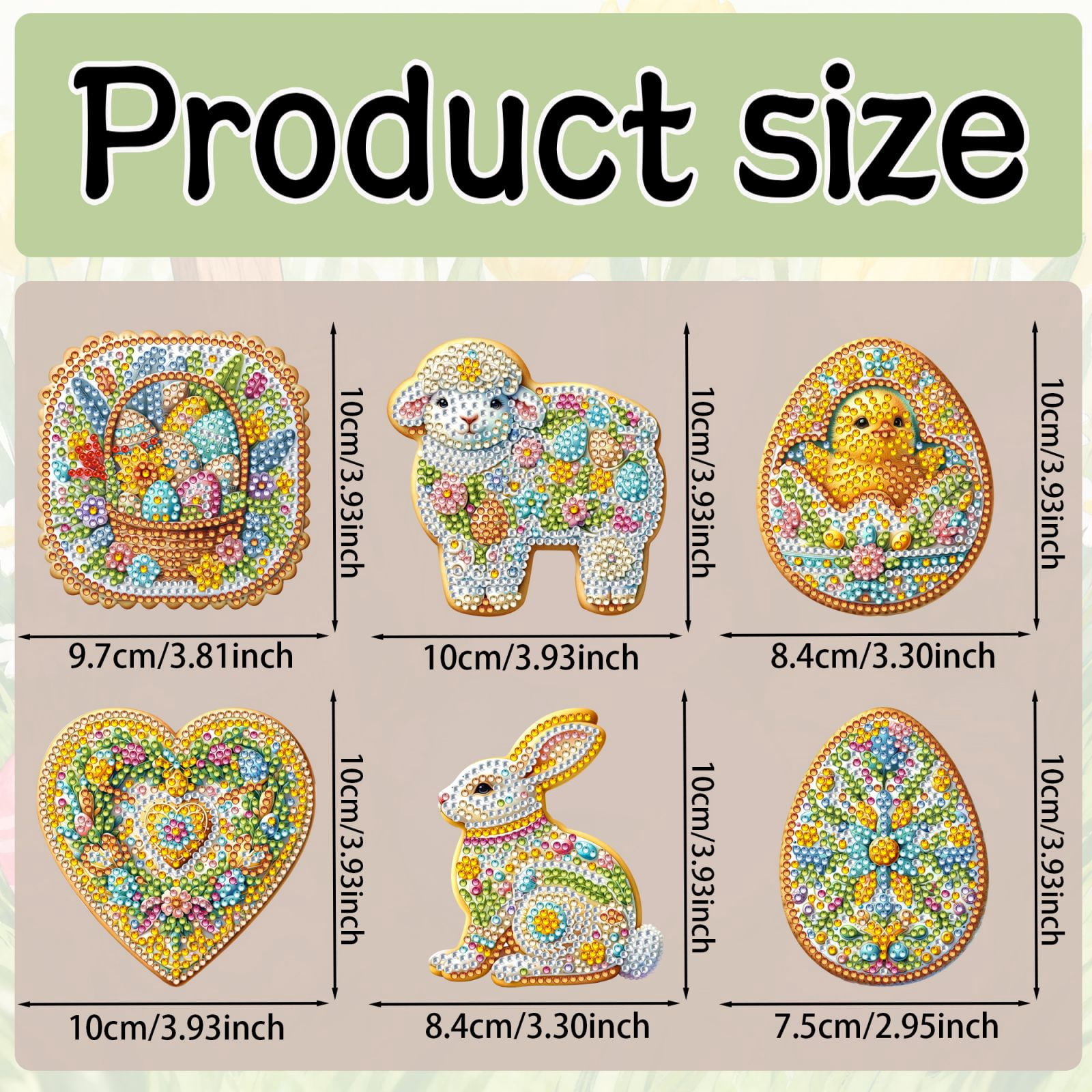 FLOPESN 6Pcs Easter DIY Diamond Art Coasters Kits, Creative Irregular Shape Wooden Desktop Decoration Gift Coasters -Easter Cookies