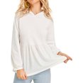 thumbnail image 1 of Women Pleated Hem Lantern Long Sleeve Solid Color Hoodie, 1 of 6