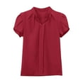 thumbnail image 4 of Summer Tops For Women Short Sleeve Casual White Sleeve Chiffon Slim Fit Crew Neck Casual Fashion Womens T Shirts, 4 of 6