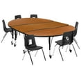 thumbnail image 2 of Emma + Oliver Mobile 86" Oval Wave Activity Table Set-14" Student Stack Chairs, Oak/Black, 2 of 15