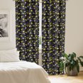 thumbnail image 2 of Ambesonne Forest Window Curtains, Butterflies Meadow Botany, Each 28" W x 63" L, Charcoal Grey Pink and Yellow, 2 of 4
