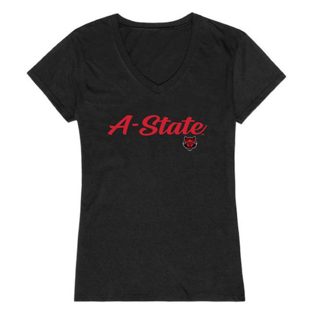 W Republic 555-211-BLK-04 Women Arkansas State Red Wolves Script T-Shirt, Black - Extra Large