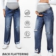 thumbnail image 5 of MEZZALL Solid Color Women High Waist Maternity Jeans Pregnancy Comfort Stretch Denim Over Belly Pants Loose Fit Straight Leg Casual Trousers Soft Pregnant Trousers, 5 of 8