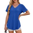 thumbnail image 5 of STETMN Womens Cotton Tunic Tops Summer Casual V-Neck Short Sleeve Shirt louse Shirts 2025 Dressy Tops, 5 of 8