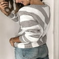 thumbnail image 3 of Pulls pour Femmes Décontractés à Manches Longues Col en V Rayé Pull Tricoté d'Automne, 3 of 5