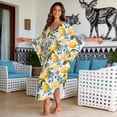 thumbnail image 4 of DISNIMO Lemon Flower Print Women Kaftan Dress Plus Size Swimsuit Cover Up V Neck Batwing Sleeve Caftans Beach Dress Summer Swimsuit Loungewear V Neck Loose Fit Bathing Suit Coverups, 4 of 7