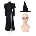 thumbnail image 3 of Disfraz de bruja malvada Elphaba para mujer, disfraz de fantasía, vestido negro, sombrero, juego de rol de bruja, traje de carnaval de Halloween, 3 of 5
