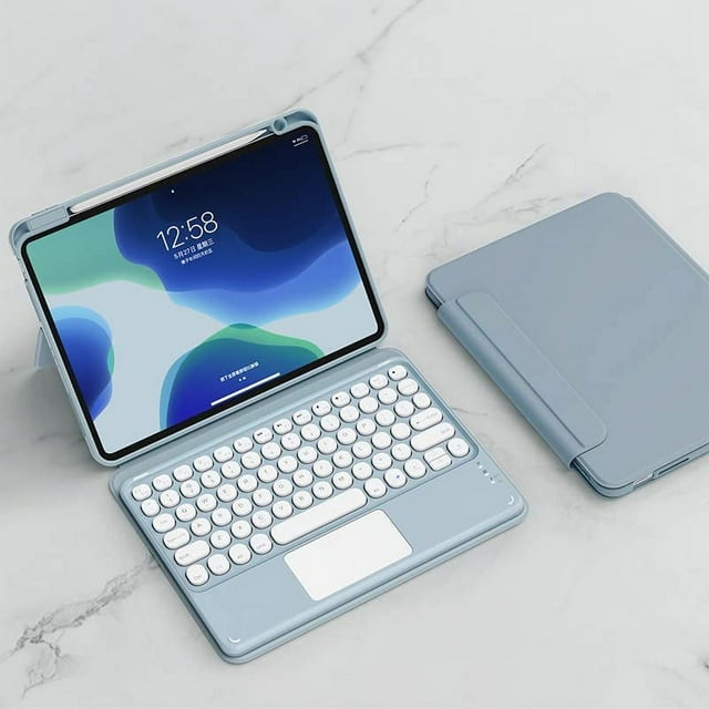 MesaSe Keyboard Case for iPad 10th Generation (10.9” 2022) Detachable Magnetic Cover Vertical Stand & Magnetically Cute Color Round Key Trackpad Keyboard for New iPad 10th 2022