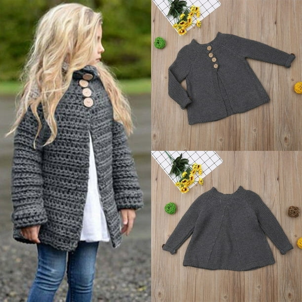 Sunloudy Toddler Kids Baby Boy Girl Long Sleeve Cable Knit Sweater Cardigan Jacket Coat Outwear Grey