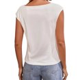 thumbnail image 4 of Summer Short Sleeve Solid Color Women Square Neckline Casual Tee Tank Shirt, 4 of 4