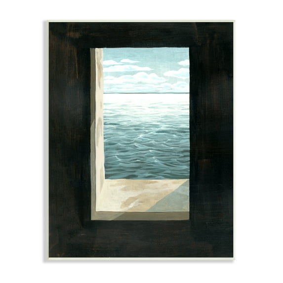Stupell Industries Lighthouse Window Stormy Sky Nautical Ocean Waves, 10 x 15, Design by Grace Popp