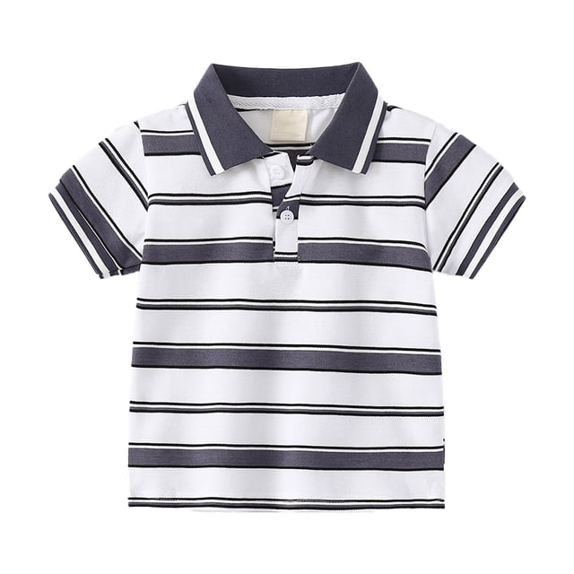 YTDSCS T-Shirt d'Été pour Garçons, Manches Courtes, Rayé, Col à Revers, Doux, pour 2-12 Ans
