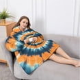 thumbnail image 5 of Oversized Wearable Blanket Hoodie,Orange Blue Tie Dye Spiral Pattern Sherpa Blanket Hoodie with Super Pockets,Super Warm Fuzzy Pullover for Women & Men, 5 of 6