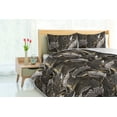 thumbnail image 3 of Ambesonne Leaf Print Down Alternative Quilt Comforter, Tropical Retro Leaves, Twin, Dark Brown and Taupe Grey, 3 of 5