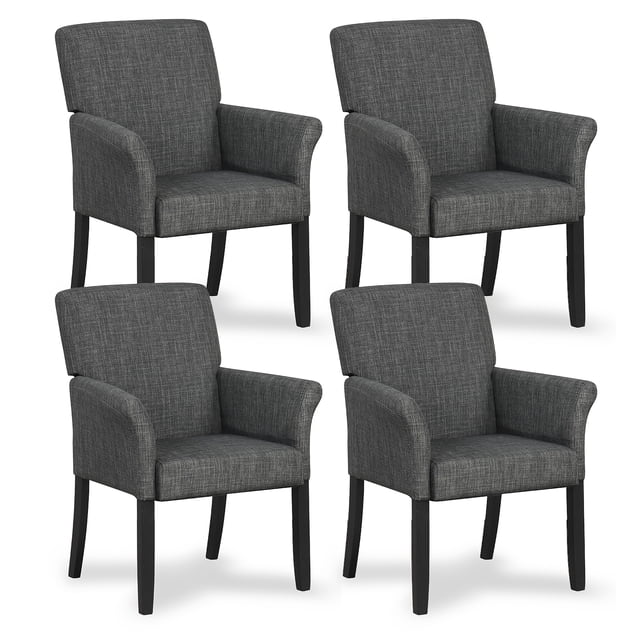 Gymax Set of 4 Arm Chair Guest Chair Home Office w/ Wooden Legs Grey