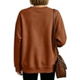 thumbnail image 6 of Nestiefly Oversized Crewneck Sweatshirt Women Fleece Long Sleeve No Hood Pullover Fall Casual Sweat Shirts Brown 2XL, 6 of 7