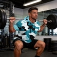 thumbnail image 4 of OIOLOYJM Mens Hoodies Sun Protection UPF Camo Short Sleeve Hooded T Shirts Rash Guard Quick Dry Swim Fishing Tops Light Blue L, 4 of 5