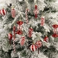 thumbnail image 4 of Set of 15 Christmas Tree Ornaments, Kvago Hanging Candy Cane Decorations Swirl Lollipop Christmas Ball Ornaments with Rope for Home Xmas Tree Party Holiday Decoration (Red & White), 4 of 8