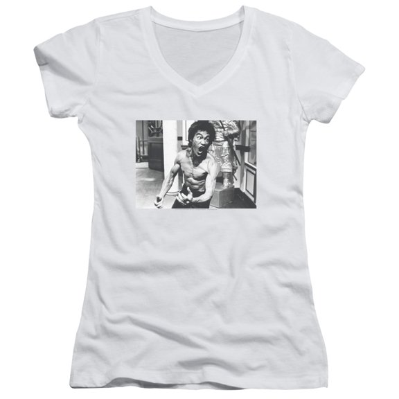 Bruce Lee Full Of Fury Junior Women's T-Shirt V-Neck White