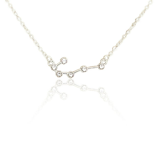 Ins Constellations Theme Friendship Necklace Rhinestone Comfortable Delicate with Display Card Pendant for Lover Festival Gifts Cancer Silver