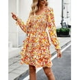 thumbnail image 4 of OUSIMEN Women's A-Line Crew Neck Short Sleeve Mini Floral Dress, 4 of 5