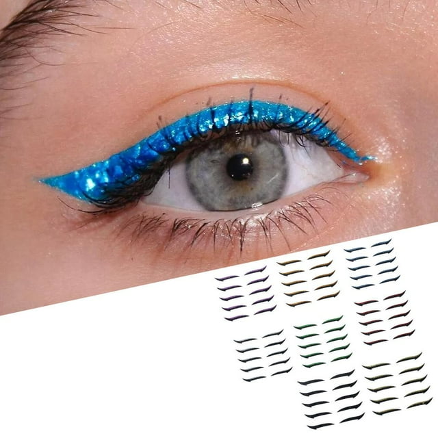 zy Fashion Stickers Stencil Makeup de Ojos Instantánea Brilnte para Mujeres Niñas Herramienta de Maquilje , 8 colores mezcdos 40 pares Salvador pestañas pegatinas