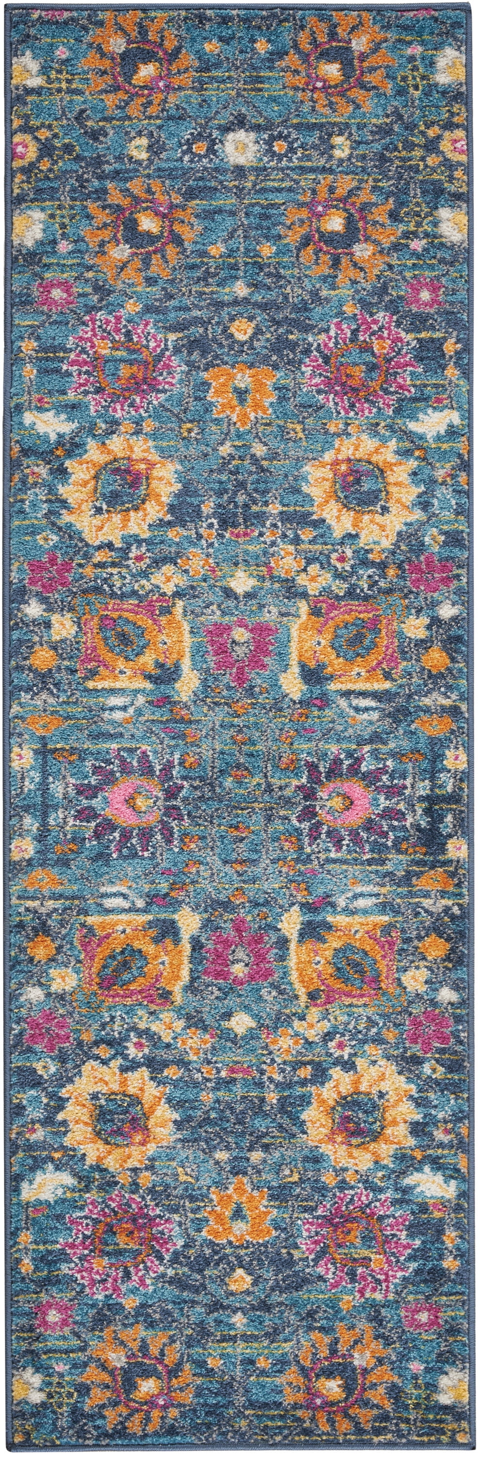 Nourison Passion Denim 1'10" x 6' Area Rug, Boho, Moroccan, Bed Room, Living Room, Dining Room, Kitchen, , Easy Cleaning, Non Shedding (6' Runner)