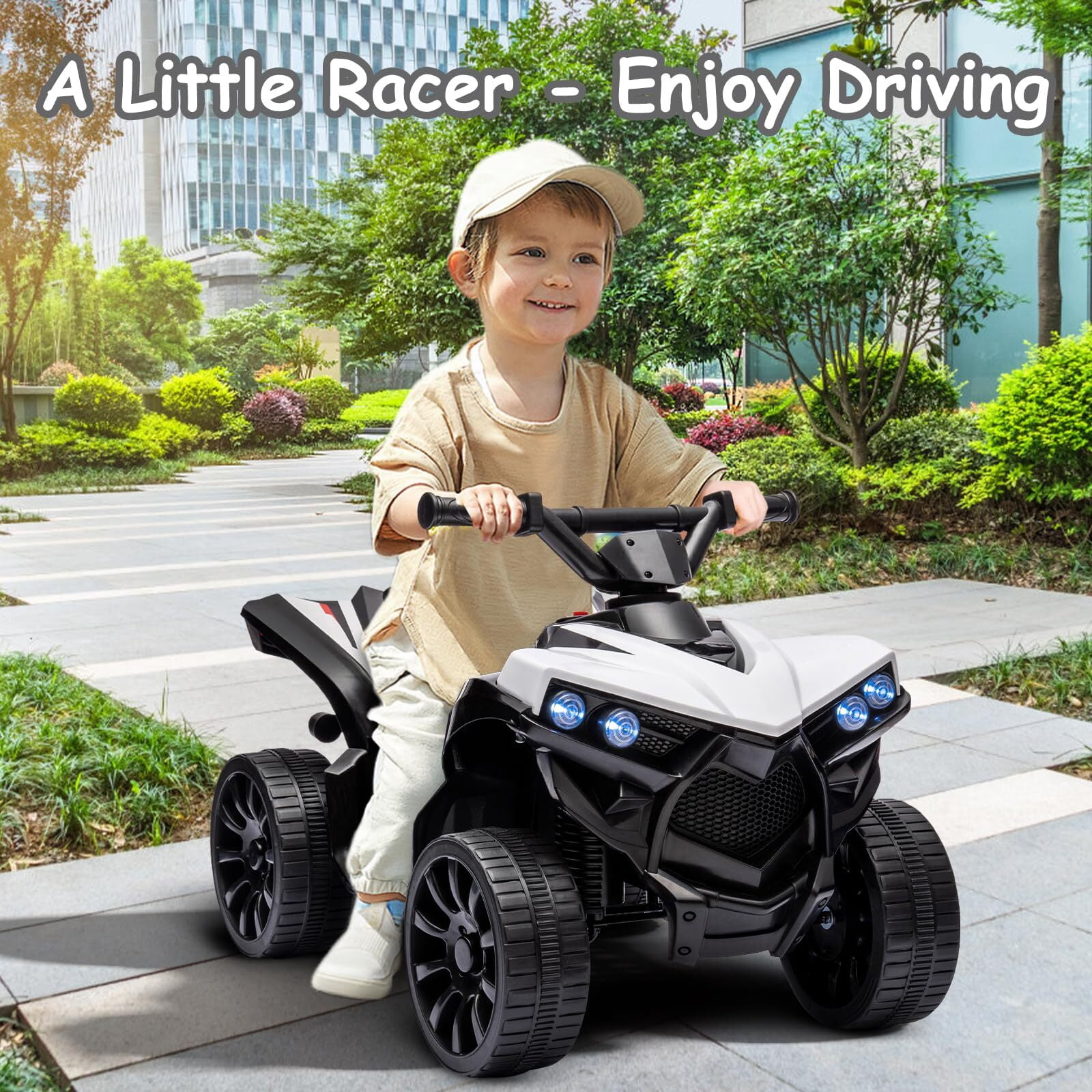 Kids ATV 4 Wheeler,6V Ride-On ATV Car Toy for Children Ages 1-5, 1.8 Mph Max Speed, Music,Led Lights,Electric Vehicle Quad Car for Kids