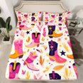 thumbnail image 2 of Homewish Kawaii Pink Boots 4 Pieces Queen Sheet Sets for Preppy Kids Children,Western Cowgirl Ultra Soft Flat Sheet,Exotic Style Queen Fitted Sheet,Super Cozy Room Decor, 2 of 7