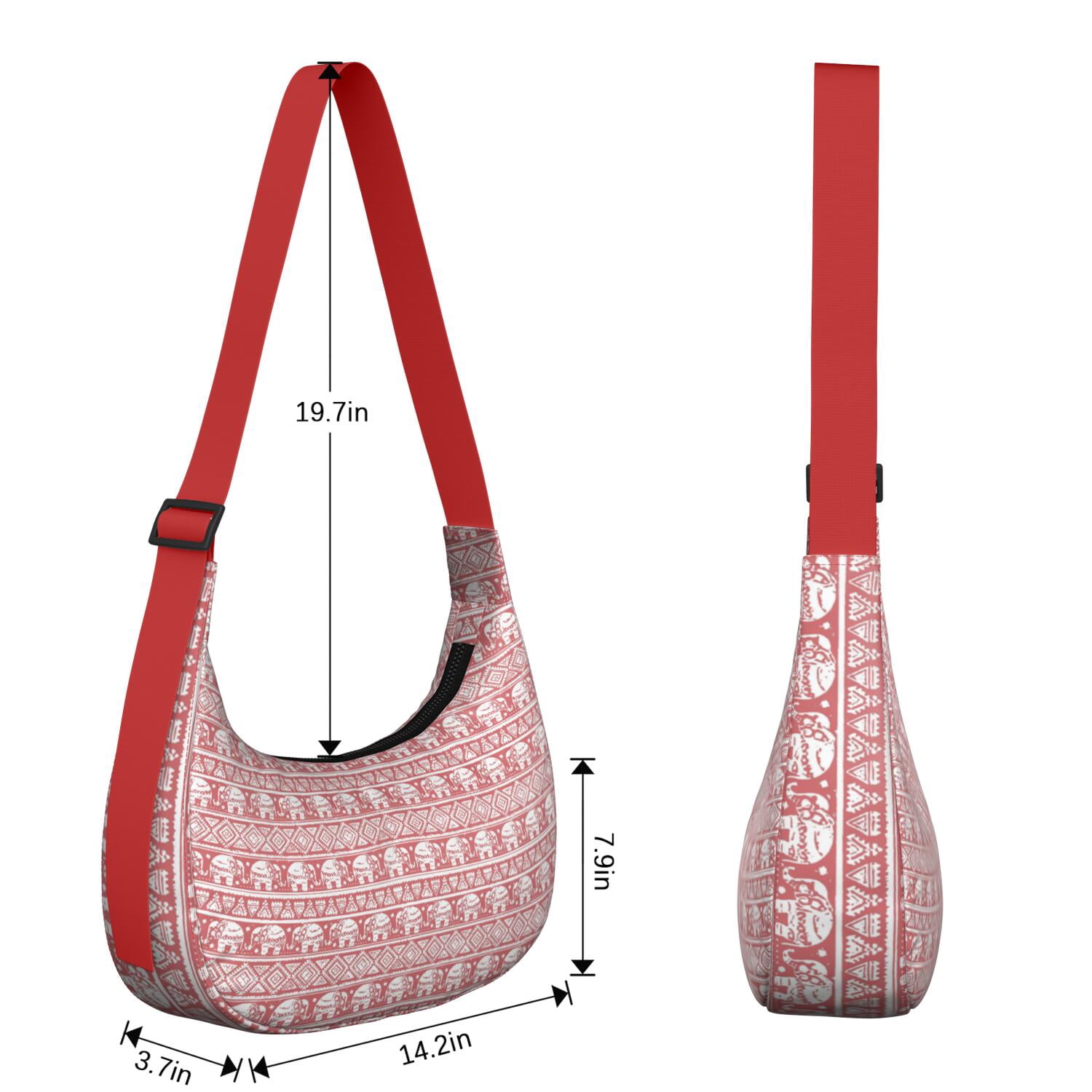 Fashion Shoulder Bag for Women – Lightweight & Durable, Trendy Yet Practical, Elephant and Paisley Design, Bohemian Mandala Style, Retro Ethnic Pattern Tote