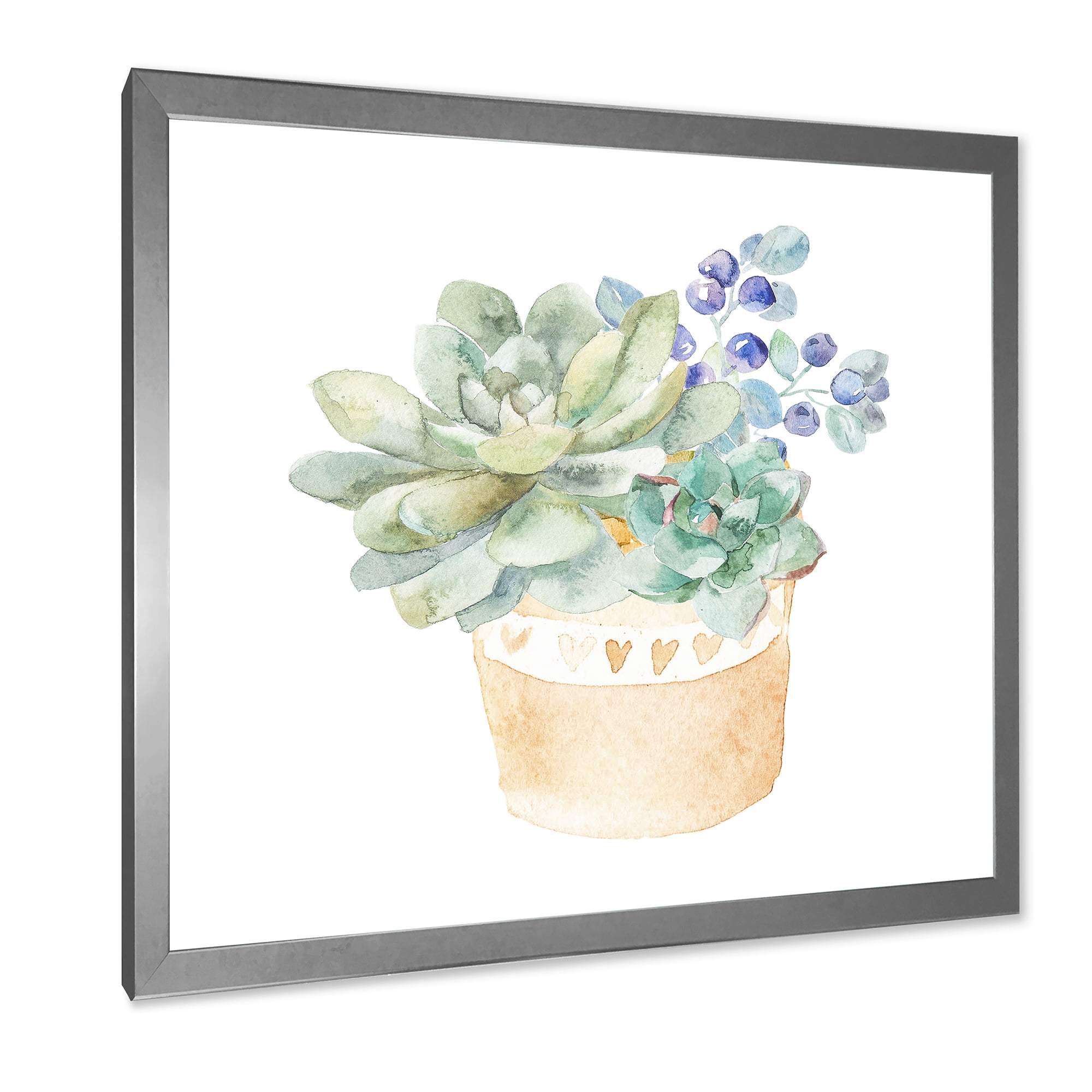 Designart 'Succulent Flower In Terracotta Clypot II' Traditional Framed Art Print