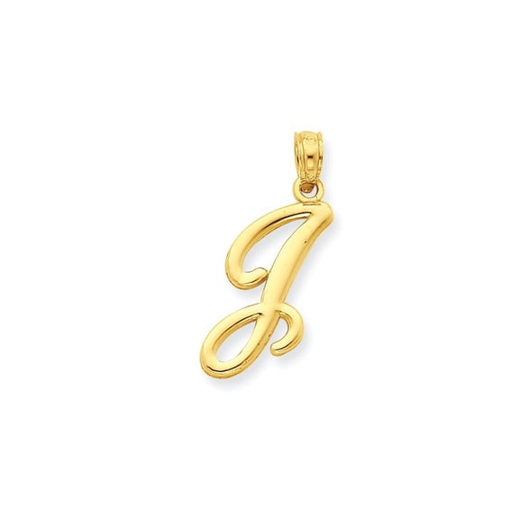 14k Yellow Gold J Script Initial Pendant