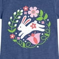 thumbnail image 3 of Instant Message - Scandinavian Bunny With Flowers Fitted Short Sleeve Graphic T-Shirt, 3 of 6