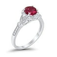 thumbnail image 5 of Floral Art Deco Engagement Ring Ruby CZ 925 Sterling Silver Size 4, 5 of 5