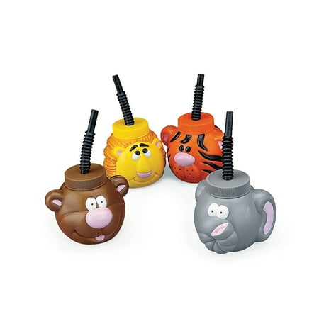 

Zoo Animal Sipper Cups - Party Supplies - 12 Pieces